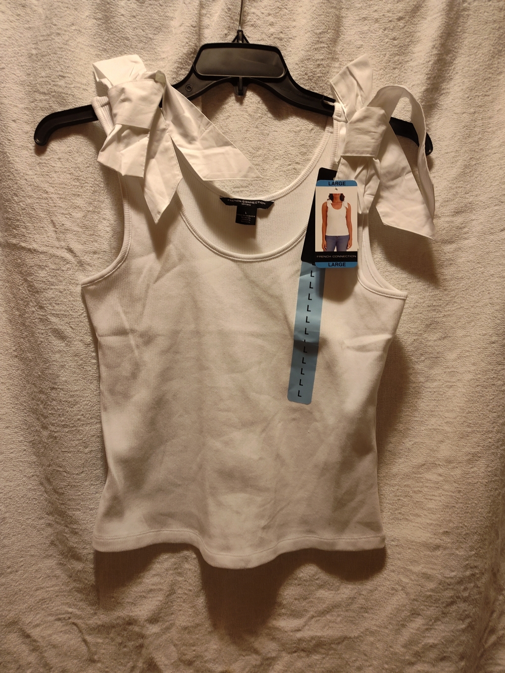 White Tie-Shoulder Tank Top - Large